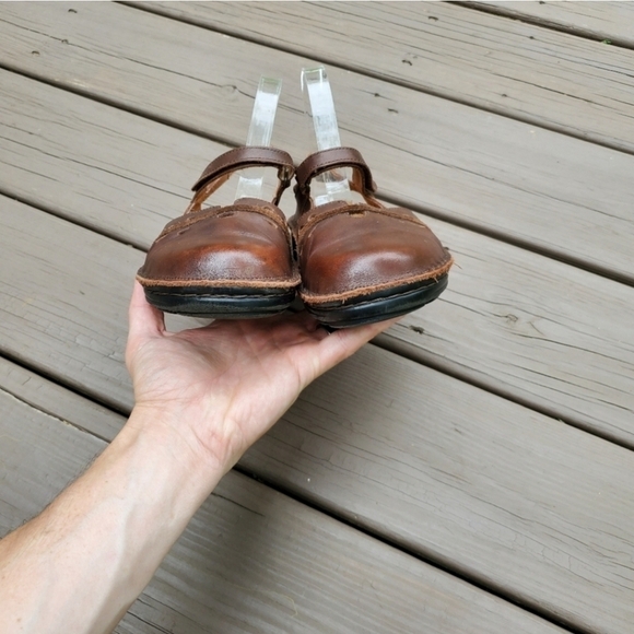 Naot Gardenia Brown Leather Cork Sole Mary Jane Slingback Strap Boho Flats 41 - Picture 5 of 9